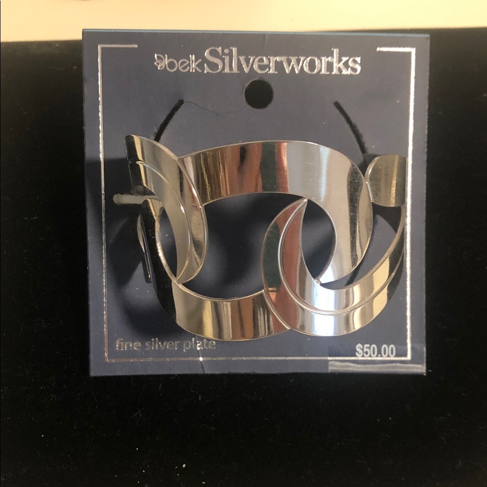 NWT Belk Silverworks Fine Silver Plated Modernist Scroll Cuff Bracelet